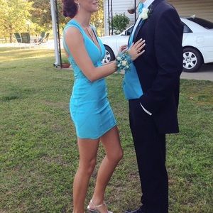 Mac Duggal Light Blue Prom Dress